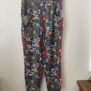 vtg Express colorful patchwork pattern stretchy pants